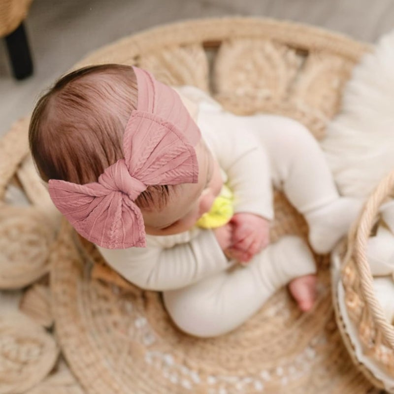 Fecawd 6PCS Baby Headbands, Girls Headbands with Bows, Soft Stretchy Nylon Hair Bands Hair Accessories for Newborn Infant Toddler - Image 3